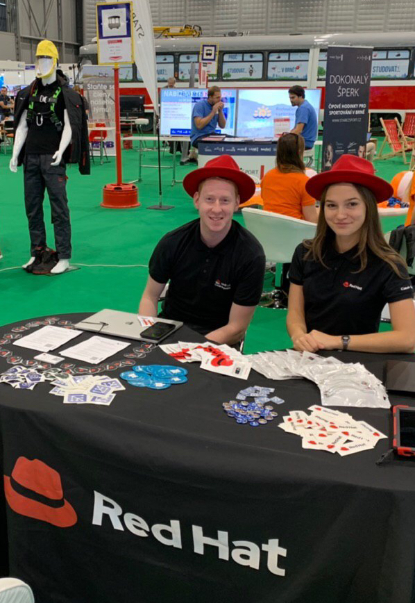 Red Hat associates at Red Hat booth at Gaudeamus 2019