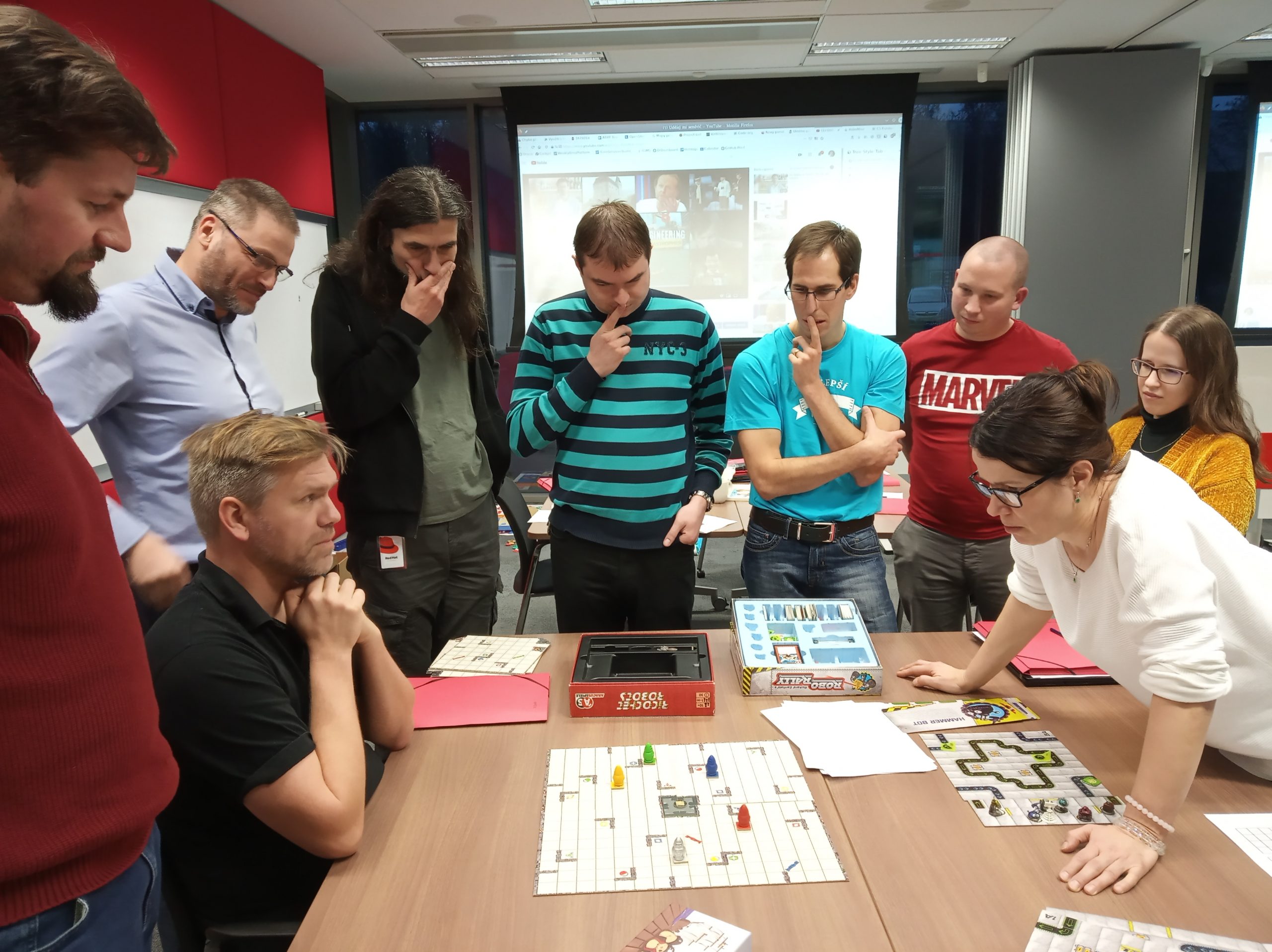 Teachers and Red Hat associates at workshop about teaching kids programming